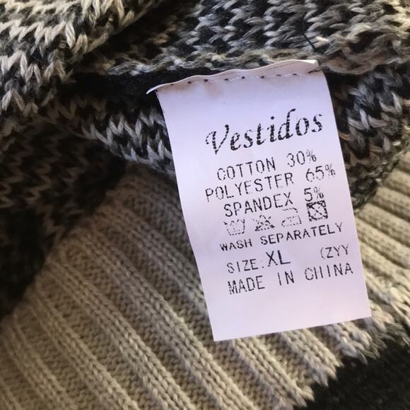 Grey Leopard Print Crewneck Sweater Extra Size Large - Picture 2 of 5